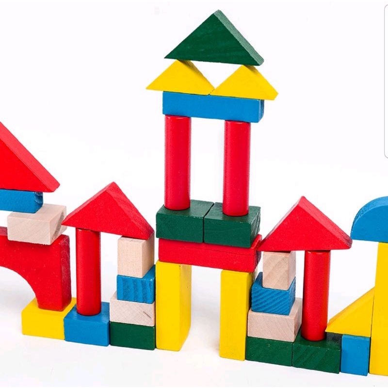 wooden building blocks mini castle building blocks geometric shape play