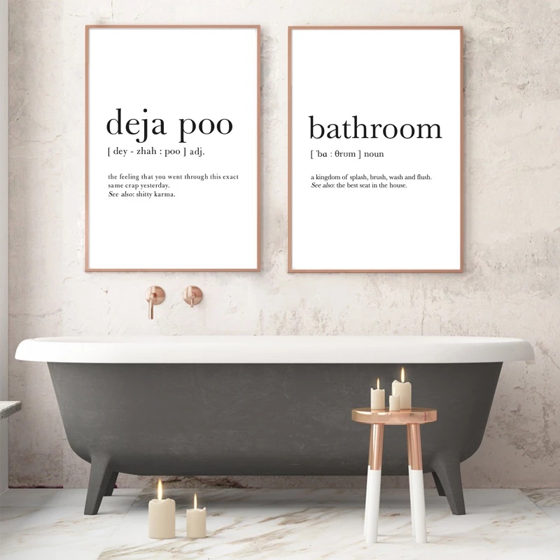 Frameless Bathroom Definition Canvas Print Spanish Deja Poo Minimalist
