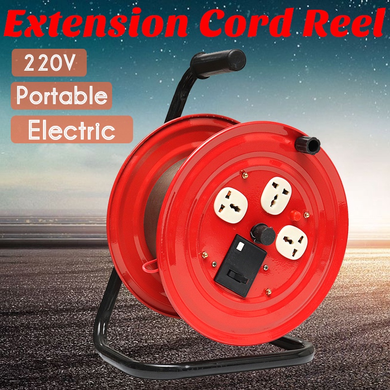 new2022220V MultiOutlet 3 Plug Heavy Duty red Extension Cord Storage
