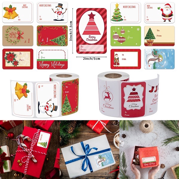 Surprise! 1 roll of 250 Christmas decoration stickers Merry Christmas ...
