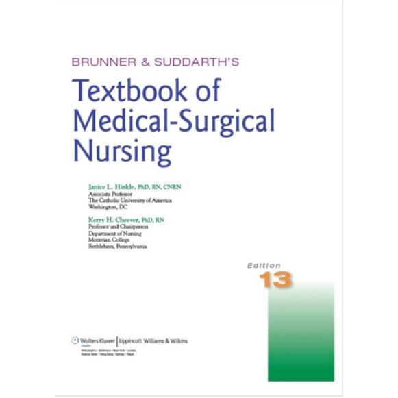 Brunner and Suddarth's TEXTBOOK OF MADICAL- SURGICAL NURSING 13th ...