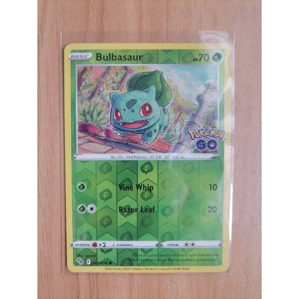 Reverse Holo Bulbasaur 001/078 Pokemon Go Pokemon Card Shopee