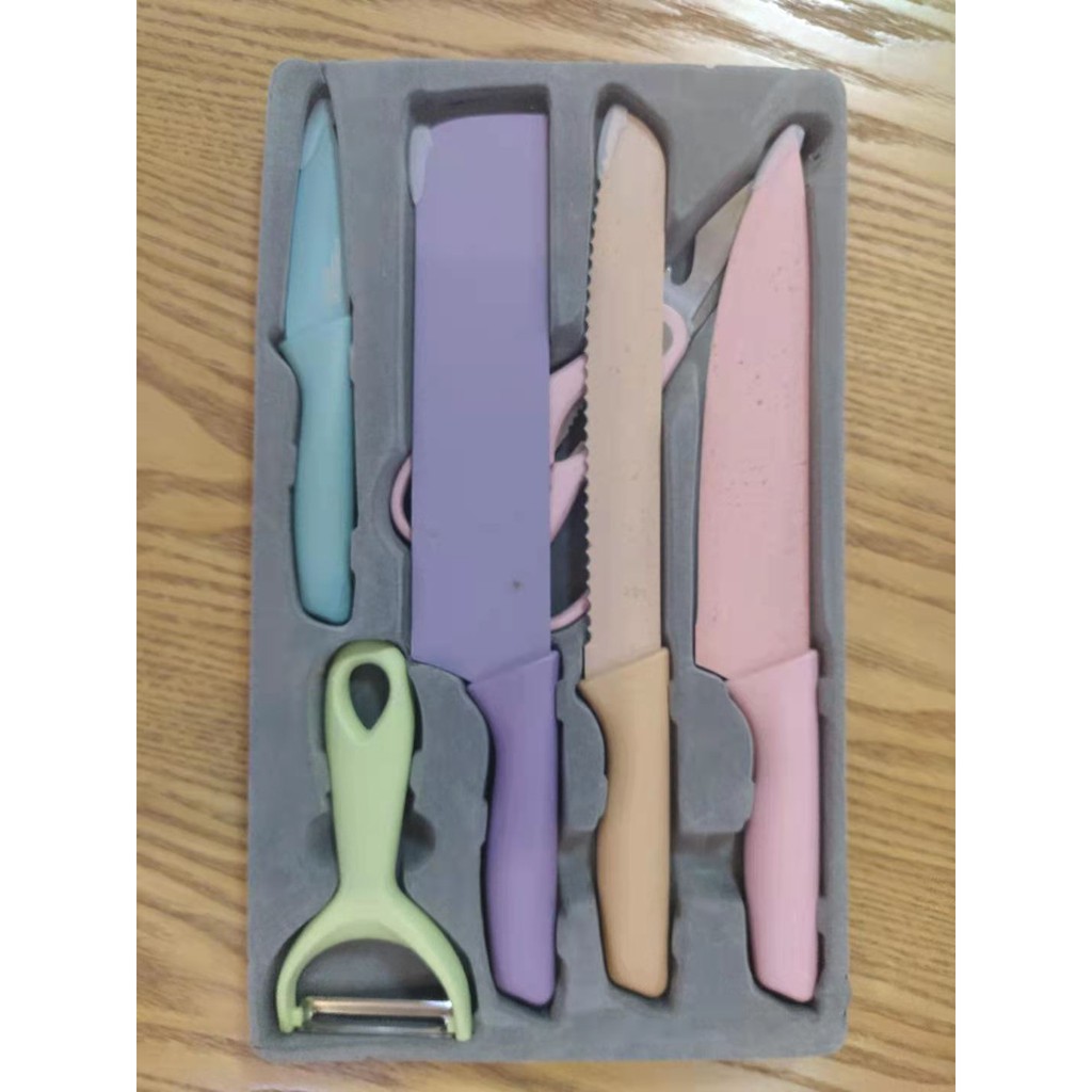 DIVI STORE's 6in1 Kitchen Knife Set Stainless Steel Evcriverh Shopee