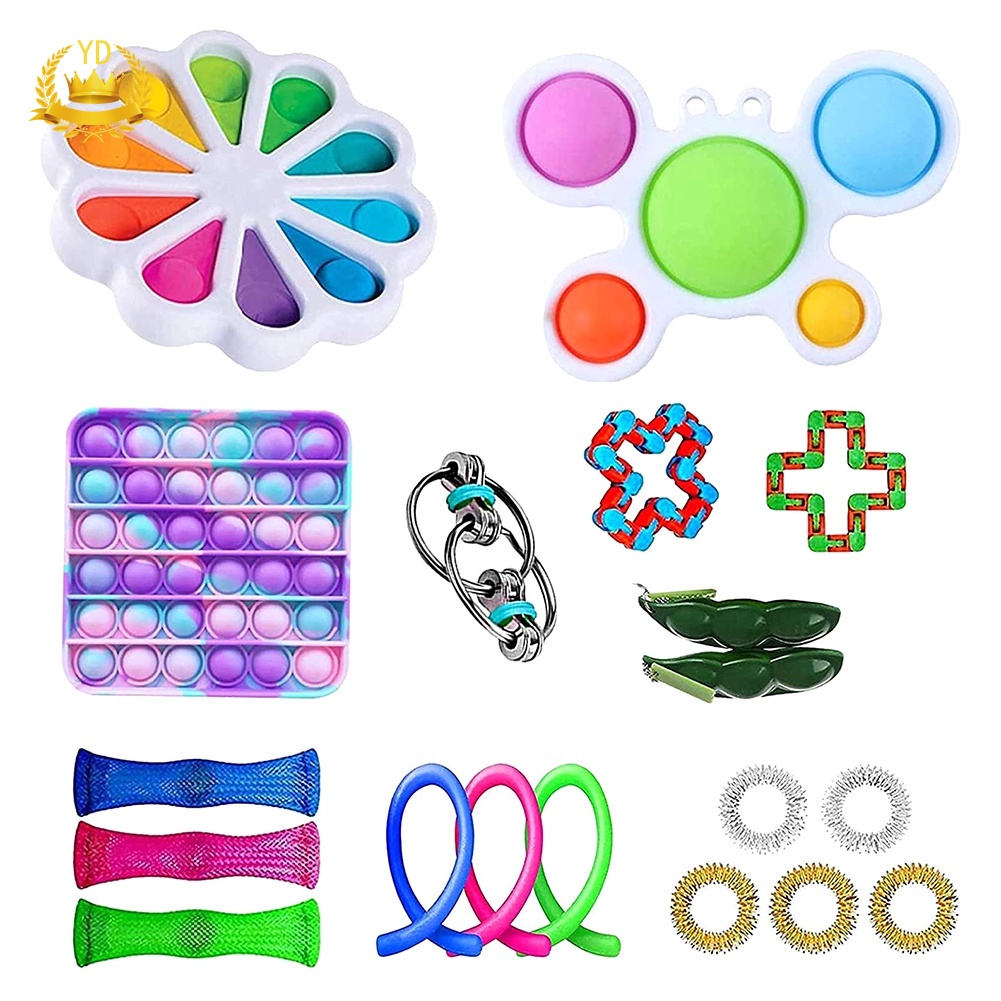 HSU 19Pcs Fidget Toy Set, Fidget Blocks Fidget Pack Sensory Relieves