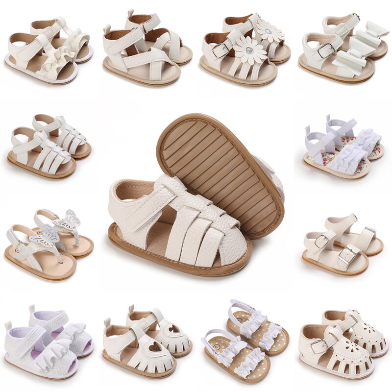 White baby shoes Christening infant girls shoes firstwalker 0-18 month ...