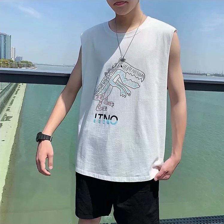 cartoon cute fashion brand sweat Tank top men s Korean loose