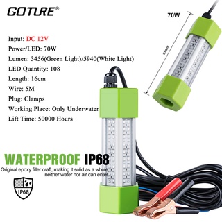 Goture Underwater Fishing Light Portable LED Submersible Waterproof Lure  Bait Lamp For Boat Fishing