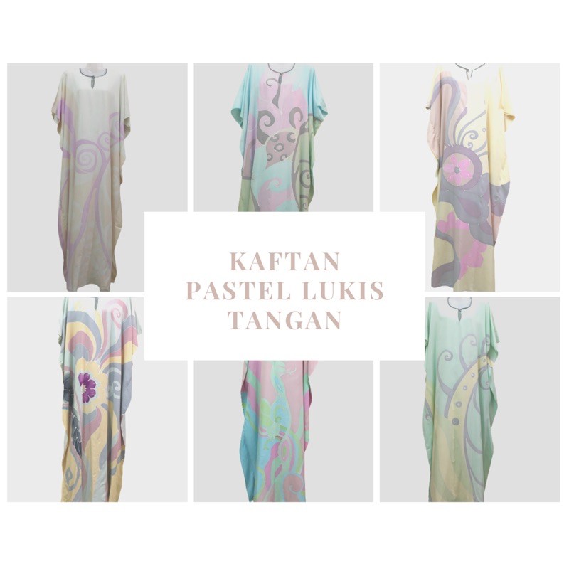 Cotton SPONGE VISCOSE TERENGGANU PAINTED BATIK PASTEL KAFTAN - HAND ...