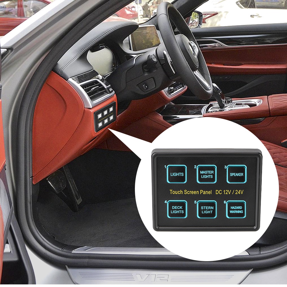 Touch Screen Switches Panel 6 Gang LED Switch Panel for Car Marine