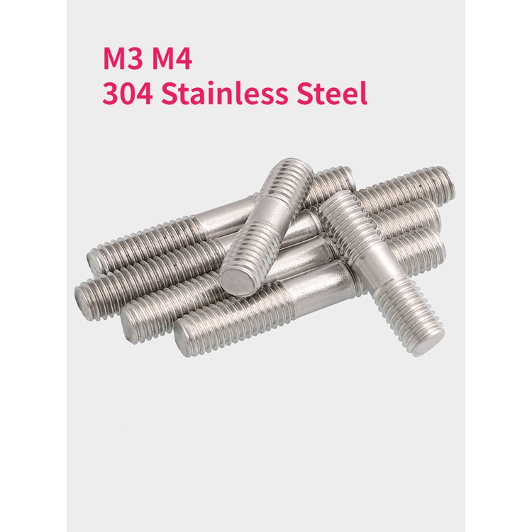 M3 M4 304 Stainless Steel Double End Thread Rod Dual Head Threaded Bar ...
