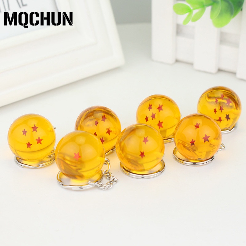 7 Style Anime Cartoon Dragon Keychain Dbz Cosplay Yellow Crystal Balls