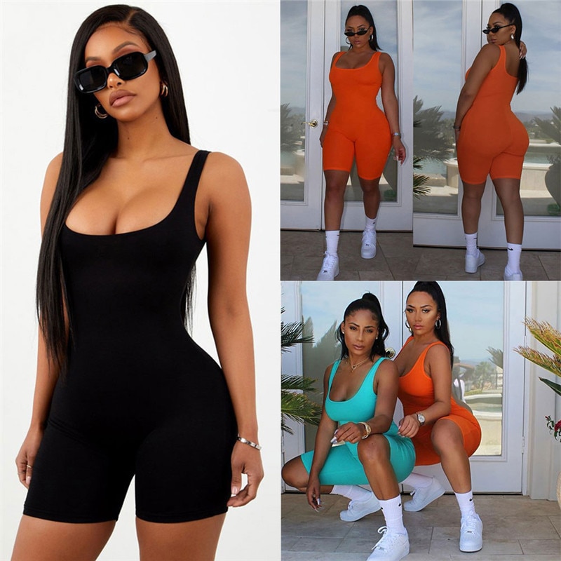 Sexy Bodycon Jumpsuit For Women, Short One Piece Sleeveless