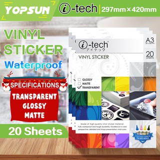 Premium Printable Vinyl Sticker Paper Waterproof Translucent Decal Paper 10  Sheets Self-Adhesive Frosty Clear Labels Crafts,Dries Quickly Tear
