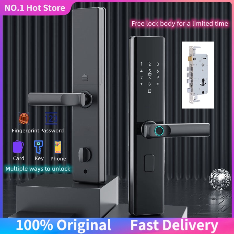 door knob main door ☁Smart Lock Fingerprint/IC card/Passcode Electronic