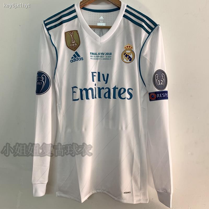 Real Madrid Jersey 17-18 UEFA Champions League and FIFA Patches Men Long  Sleeve