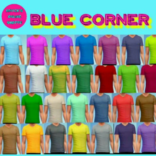 blue corner v neck shirt colors