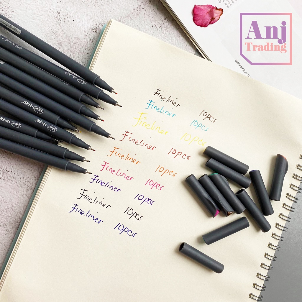 Fineliner 10 12 24 pcs Color Set Fineliner Ballpen Signpen Waterbased ...