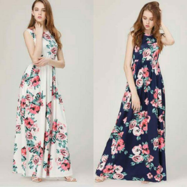 Korean Floral Maxi Dress Shopee Philippines