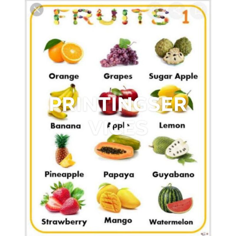 Laminated Fruits Chart 1 pc | Shopee Philippines