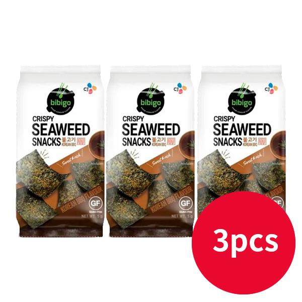 Bibigo Crispy Seaweed Snacks Original Wasabi BBQ Spicy Buldak 3packs