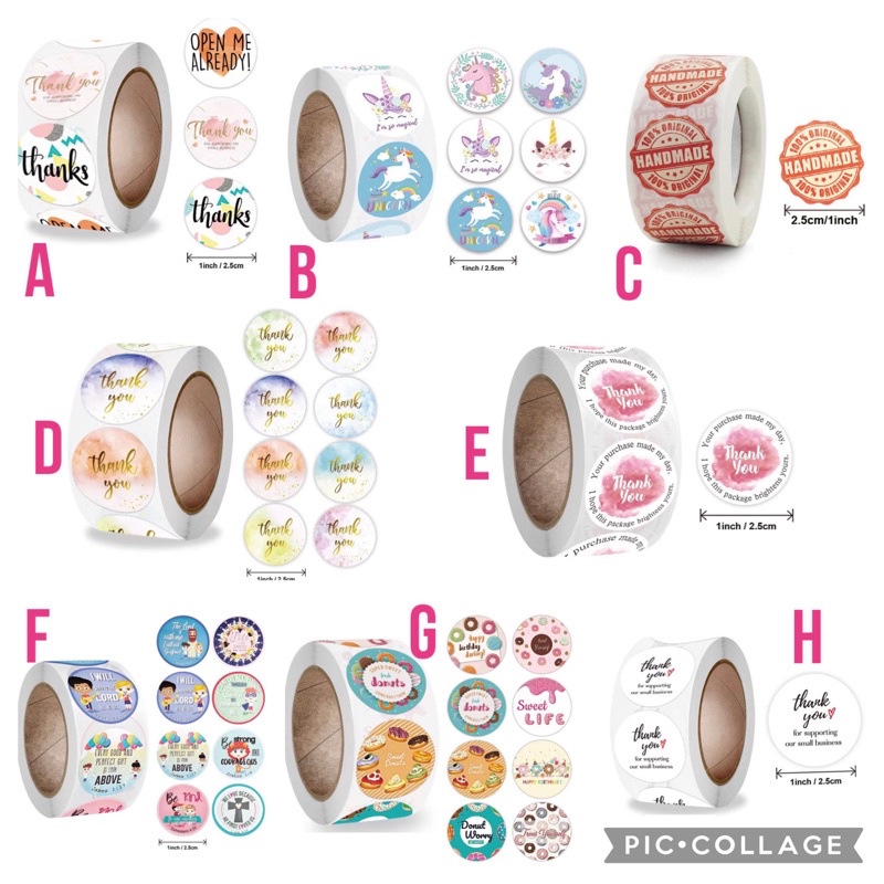 Thank You Stickers / Label Stickers / 500pcs Round Stickers | Shopee ...