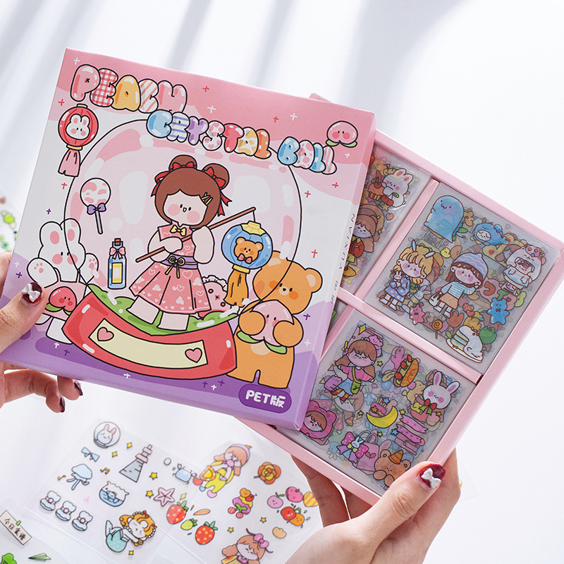 Sticker Gift Box 3 Cute Screening Room Series Hand-painted Cartoon Girl ...