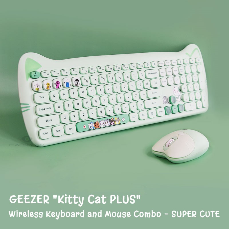 Mofii Geezer Kitty Cat Plus Wireless Keyboard And Mouse Set Super Cute Girls Office Mute 