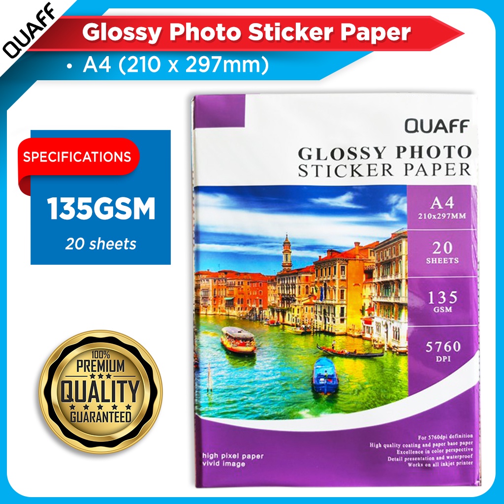 A4 IJT GS135-50 Waterproof Glossy Sticker Self-Adhesive Glossy Paper 135gsm 135g 50's 50sheets Good Quality I.325000258 - View #8