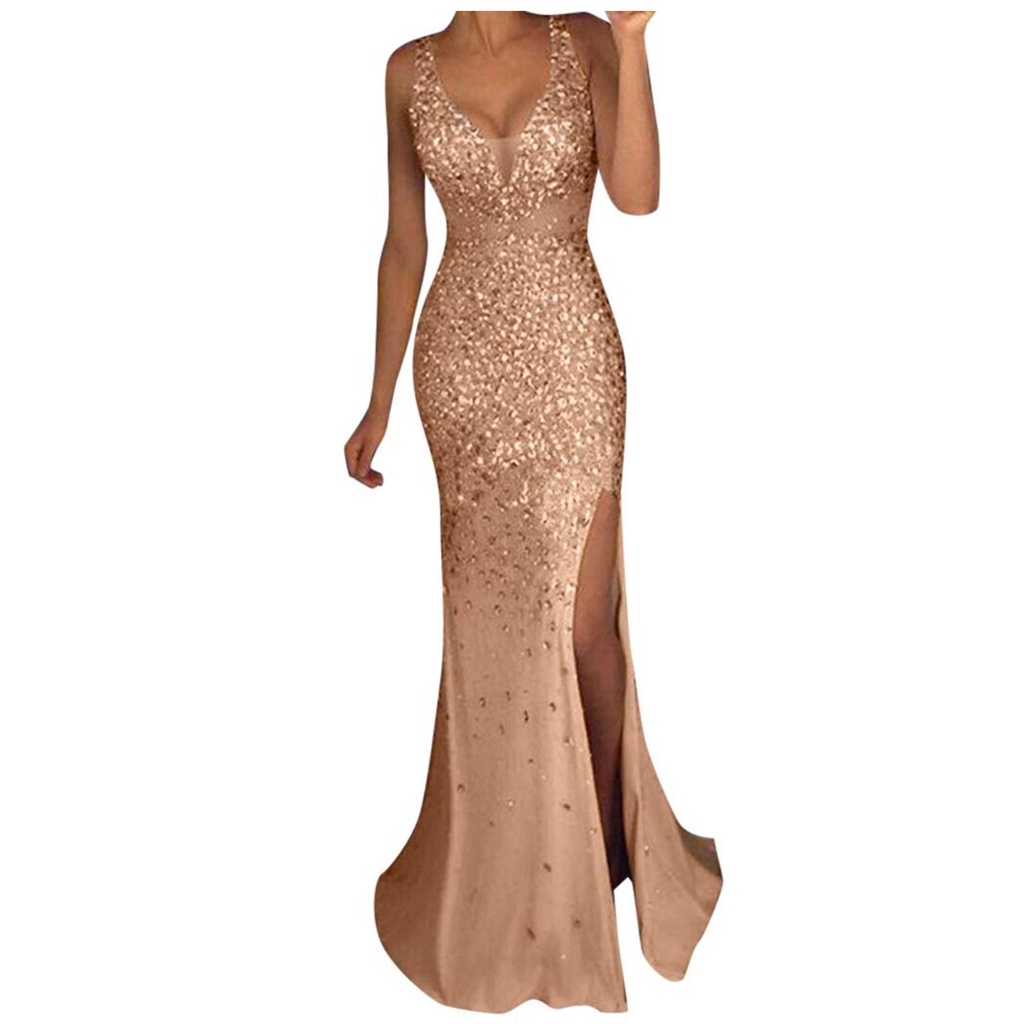 Fast delivery Gold Evening Gown For Sequin Party Ball Gown Sexy ...