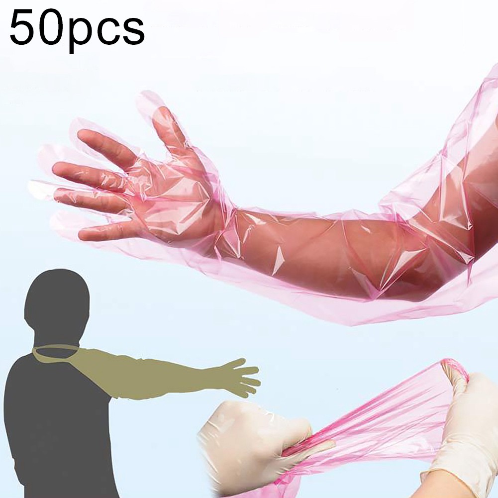 50pcs Disposable Veterinary Insemination Rectal Arm Long Gloves