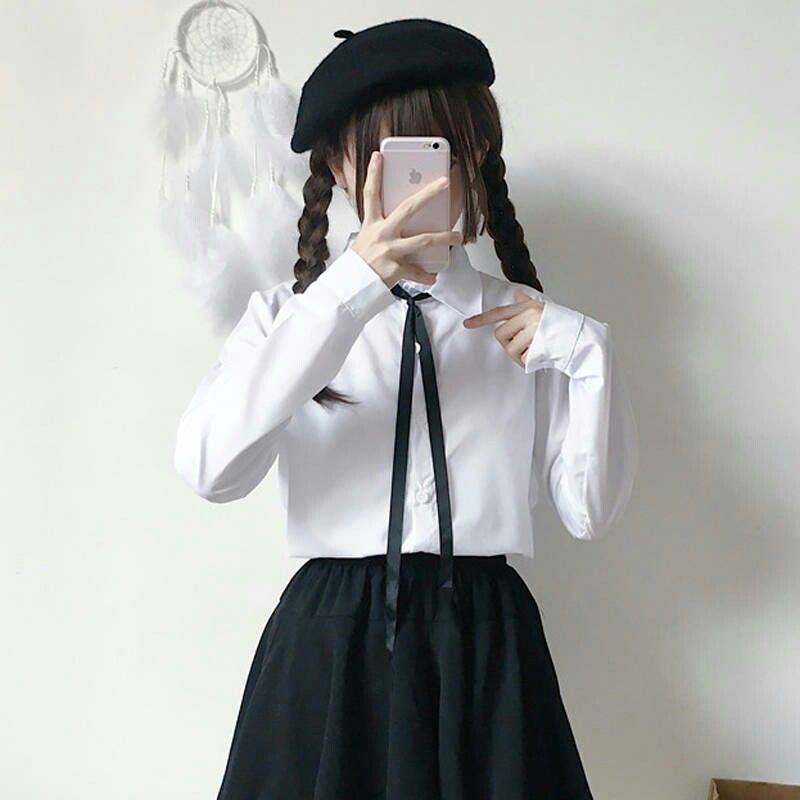 Kaka Korean Style Soft Girl Hipster White Shirt Skirt Outfit Female Long  Sleeve Autumn And Winter | Shopee Philippines