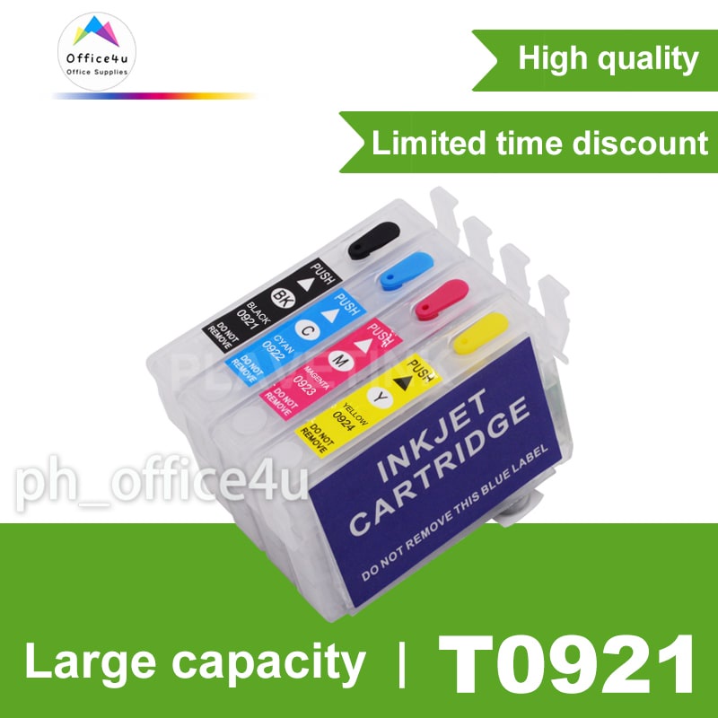 for T0921 T0922 T0923 T0924 4PK BK/C/M/Y Refillable Ink Cartridge With ...