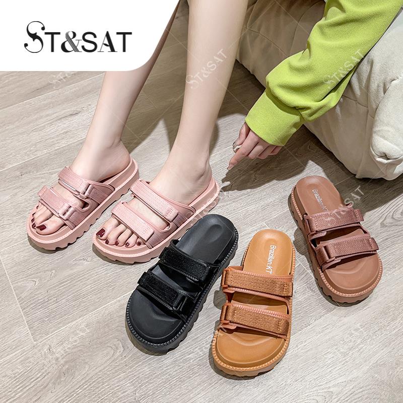 ST&SAT Fashion Two strap Muffin Thick Bottom Sandals For Womens ...