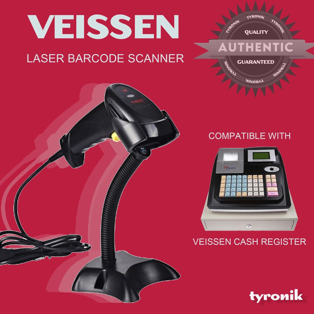 VEISSEN LASER BARCODE SCANNER with VEISSEN CASH REGISTER