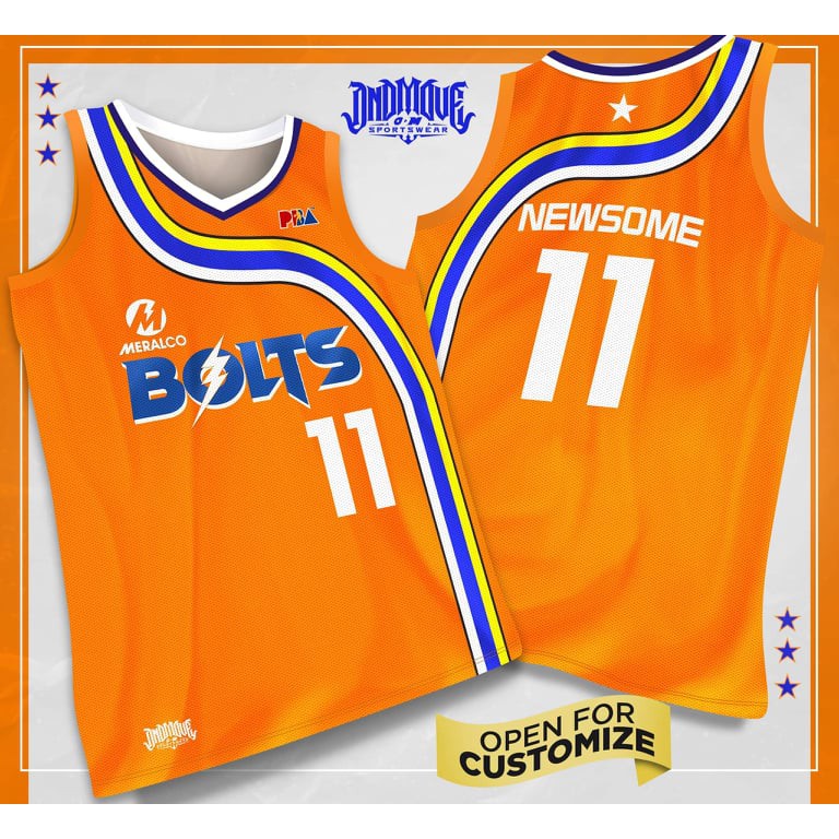 Meralco Bolts PBA Philippines Accel Men’s Orange Basketball Jersey XL