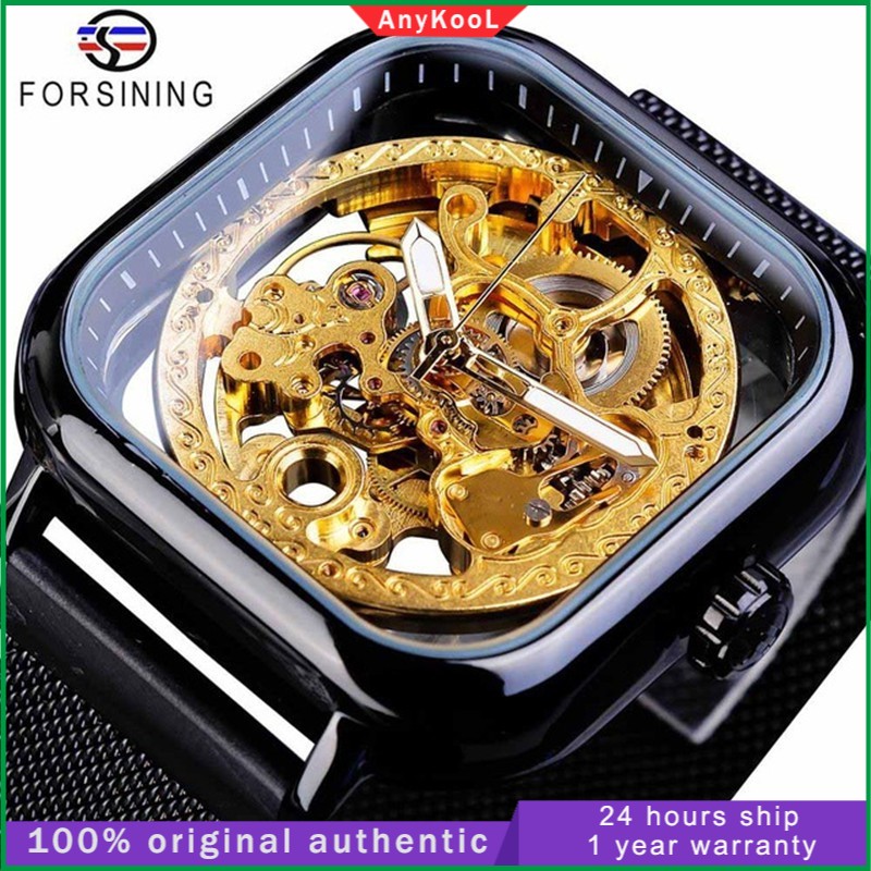 Forsining Automatic Watch for Men Gold Skeleton Luxury Stainless Steel Steel Waterproof Luminous Mechanical Watches Shopee Philippines
