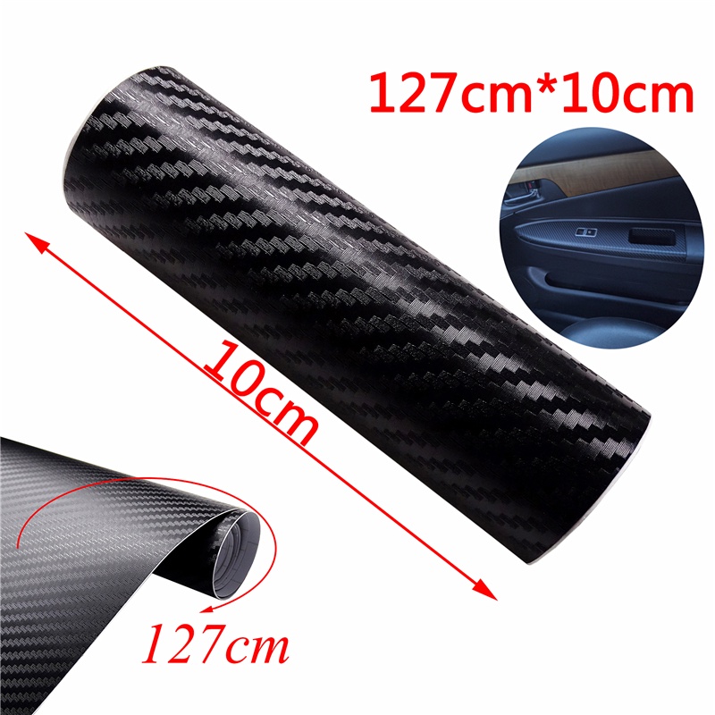 127cmX10cm Car Sticker 3D Carbon Fiber Vinyl Film Waterproof Car Wrap ...