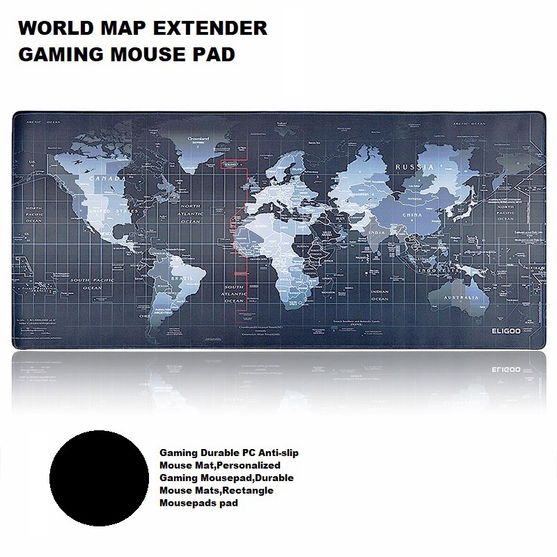 World Map Design Long Extender Mouse Mat 3MM Gaming Mouse Pad - BLACK ...