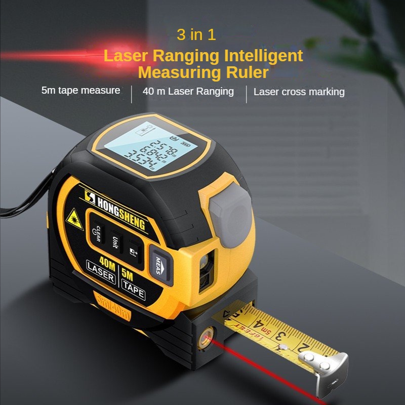 Handheld 3 In 1 Laser Steel Tape Measure Rangefinder Indoor Measuring ...