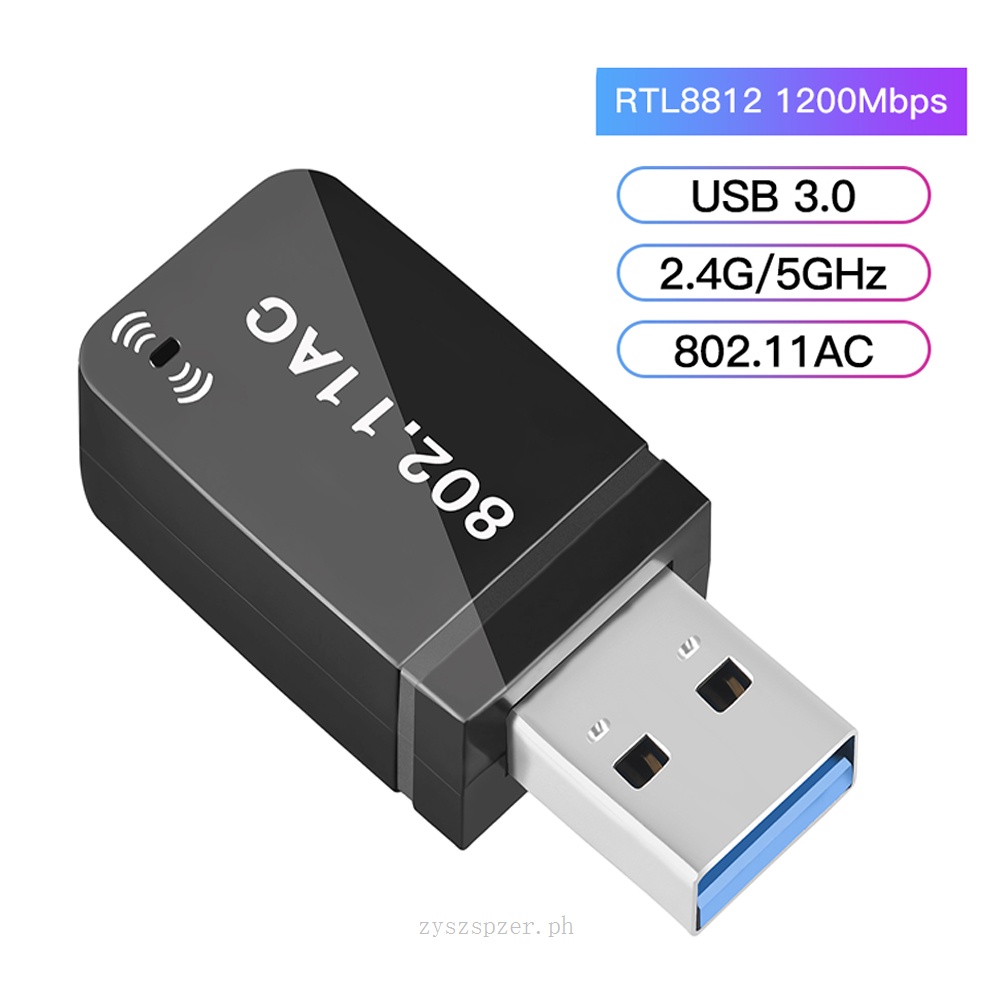 USB Wifi Adapter Dual Band 1200Mbps Realtek RTL8812BU Wireless AC1200 ...