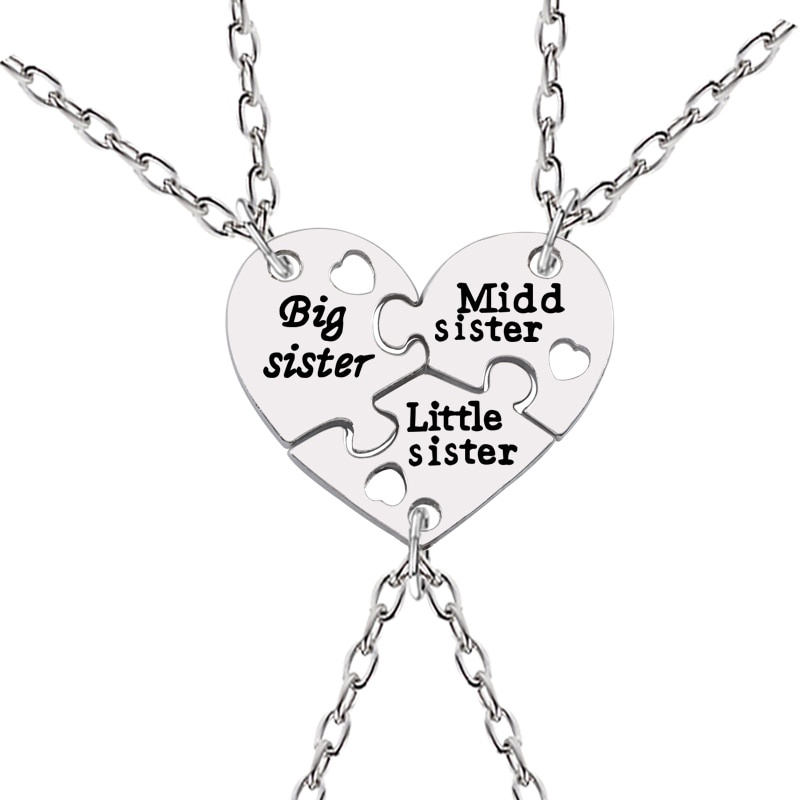 3Pcs Big Sister Middle Sister Little Necklace Women Hollow Heart Puzzle Sis Friend Pendant Family Jewelry Gifts Shopee Philippines