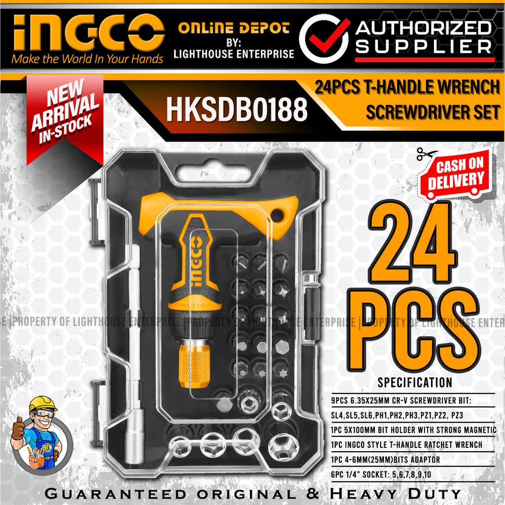 INGCO 24pcs T-Handle Wrench Screwdriver Set (HKSDB0188) *LIGHTHOUSE ...