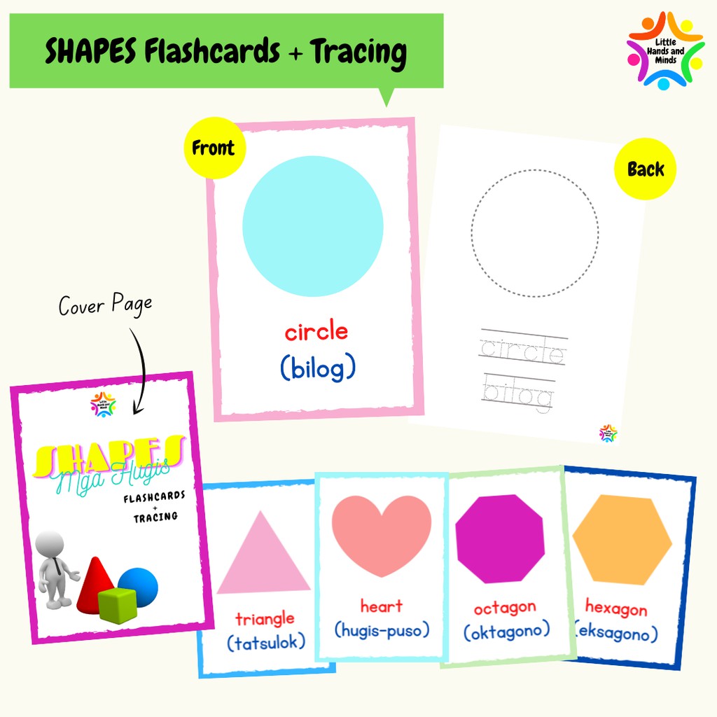 Shapes Mga Hugis Flashcards Tracing Educational Materials Shopee