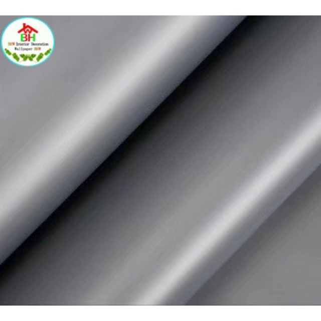 BHW Wallpaper Self Adhesive Plain Color Silver Gray PVC Waterproof Wall ...