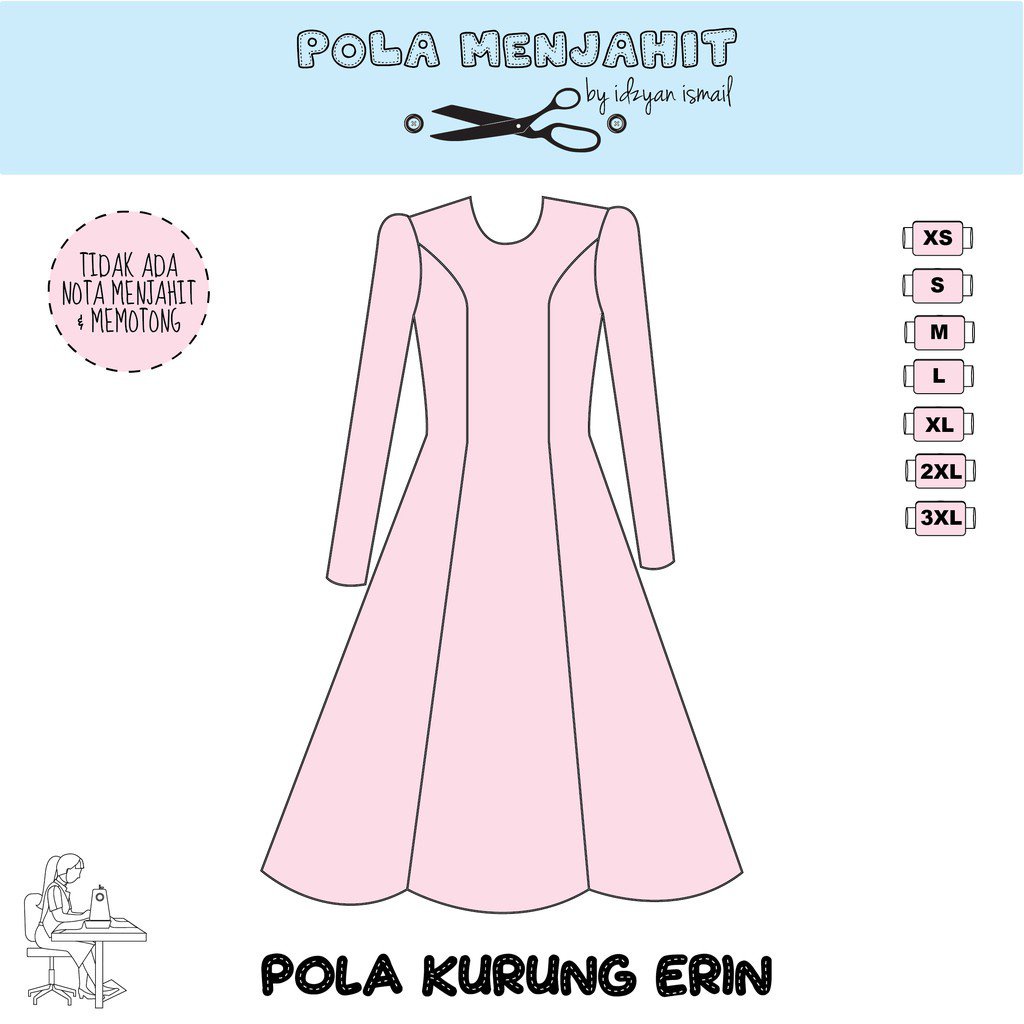 POLA PRINCESS CUT | POLA BAJU ERIN MALIK | POLA MENJAHIT BAJU SAHAJA ...