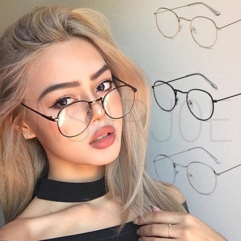 Fashion Gold Color Frame Unisex Glasses Retro Round Transparent Lens Glasses Shopee Philippines