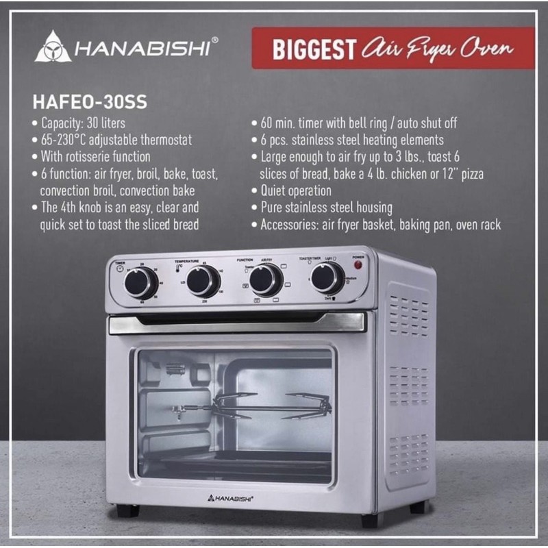 Hanabishi Air Fryer Oven 30L HAFEO 30SS Shopee Philippines