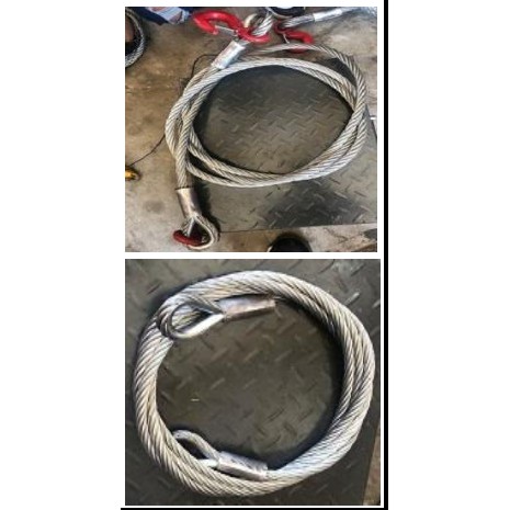 Heavy Duty Wire Rope Sling 16mm 4 Meters w/ Hook (2 Tons) Galvanized ...