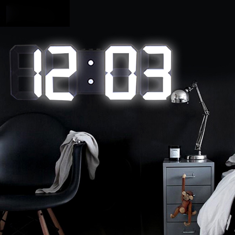 3D Alarm Clock Table Desktop Wall Clock LED Jam Dinding | Shopee ...