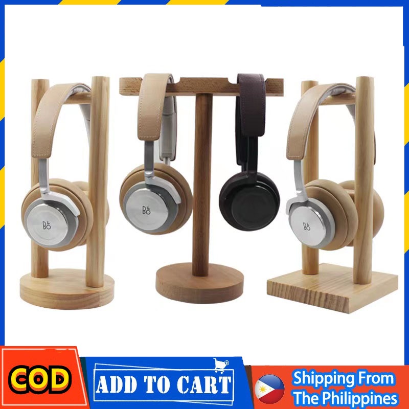 Wooden Headphone Stand Earphone Hanger Holder for Gaming Headsets & DJ Studio Headphones Desktop